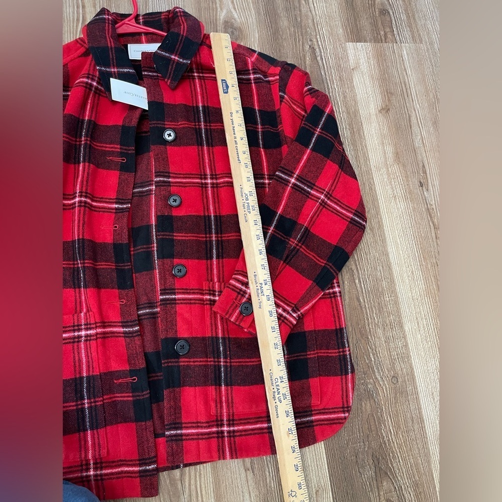 Charter Club Plaid Shirt Red and Black Jacket Shacket Size Medium - Picture 10 of 14